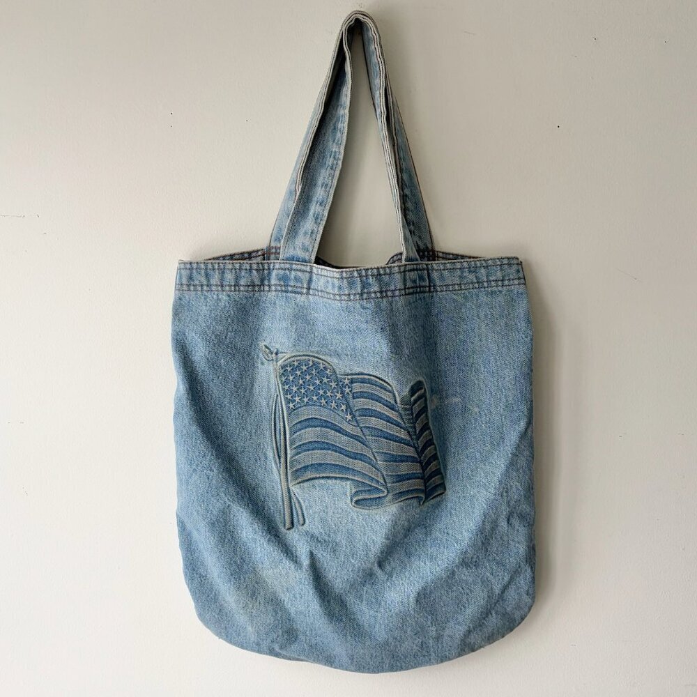 Vintage Denim American Flag Tote